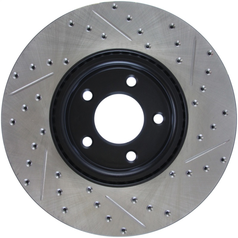 Mazda 3 Brake Rotors (1) - Front Right - Stoptech - Drilled & Slotted - Black - `07-`09