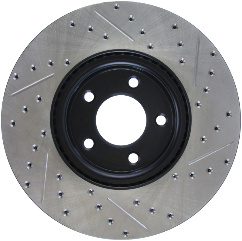 Mazda 3 Brake Rotors (1) - Front Right - Stoptech - Drilled & Slotted - Black - `07-`09