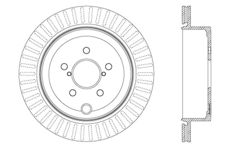 Scion FR S Brake Rotor (1) - Rear Left - Stoptech - Drilled/Slotted - Black - `13-`16