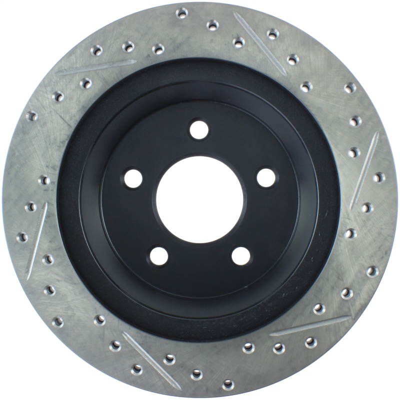 Ford Mustang Brake Rotor (1) - Rear Right - Stoptech - Drilled & Slotted - Black - `94-`04