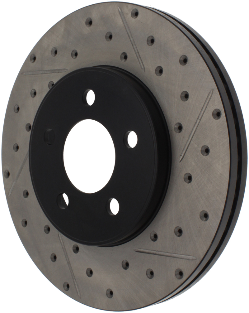 Ford Crown Victoria Brake Rotor (1) - Front Right - Stoptech - Sport Drilled & Slotted - Black - `03-`11