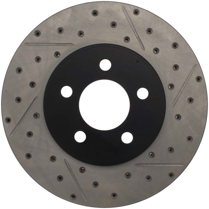 Ford Crown Victoria Brake Rotor (1) - Front Right - Stoptech - Sport Drilled & Slotted - Black - `03-`11