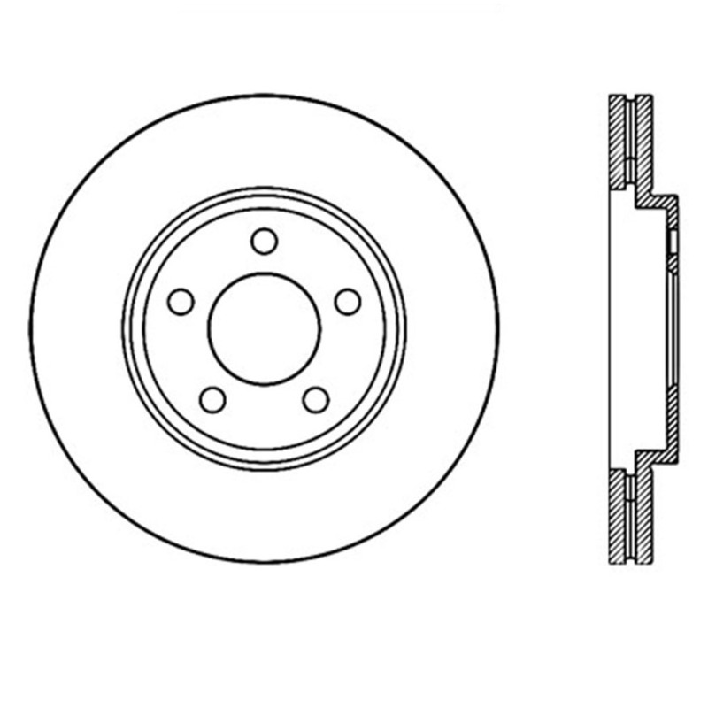 Ford Crown Victoria Brake Rotor (1) - Front Right - Stoptech - Sport Drilled & Slotted - Black - `03-`11