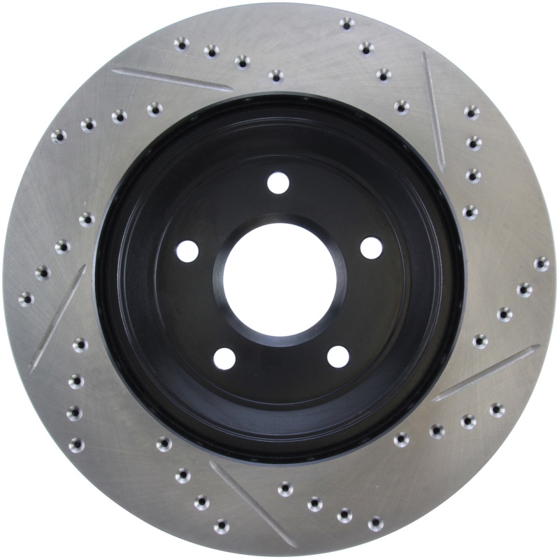 Cadillac XLR Brake Rotor (1) - Front Right - Stoptech - Slotted & Drilled - Black - `04-`09