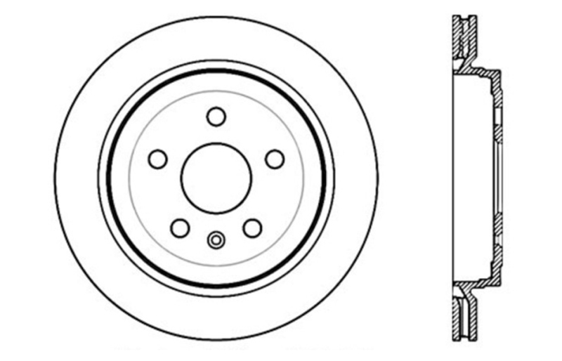 Cadillac CTS Brake Rotor(1) - Rear Right - Stoptech - Slotted/Drilled - Black - `08-`19