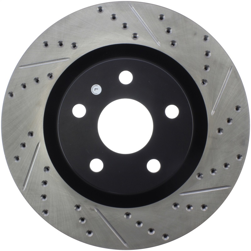 Pontiac G8 Brake Rotor (1) - Front Left - Stoptech - Drilled/Slotted - Black - `08-`09