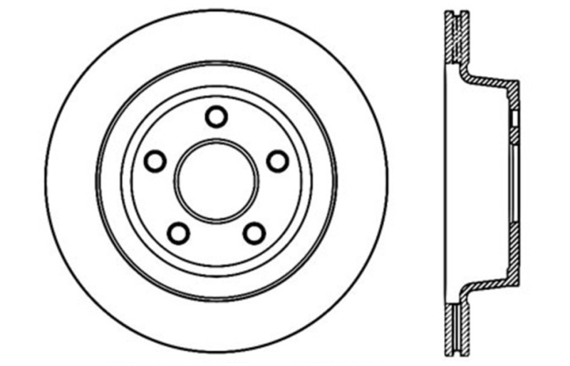 Chevrolet Cobalt Brake Rotor (1) - Rear Right - Stoptech - Slotted & Drilled Sport - Black - `08-`10