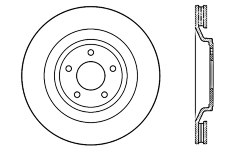 Dodge Avenger Brake Rotors (1) - Front Right - Stoptech - Slotted & Drilled - Black - `13-`14