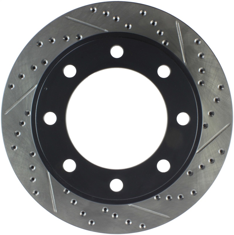Ford F-250 Super Duty Brake Rotor (1) - Front Left - Stoptech - Drilled & Slotted Sport - Black - `99-`04