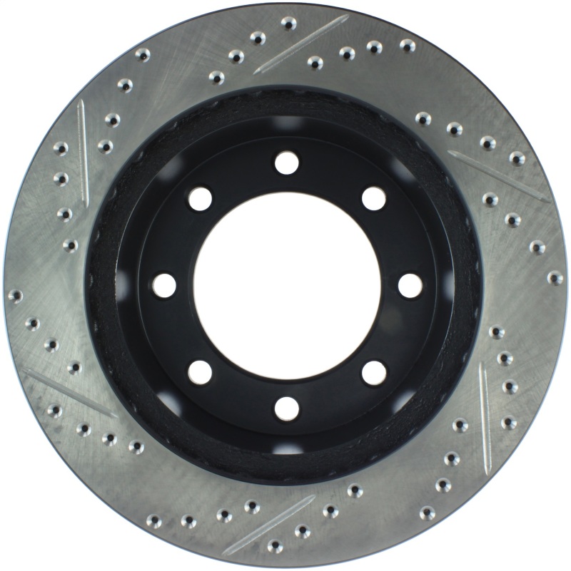 Ford F-350 Super Duty Brake Rotor (1) - Front Left - Stoptech - Drilled & Slotted Sport - Black - `99-`04