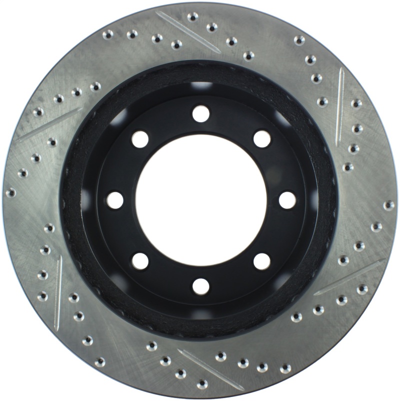 Ford F-250 Brake Rotor (1) - Front Right - Stoptech - Slotted & Drilled - Black - `01-`04