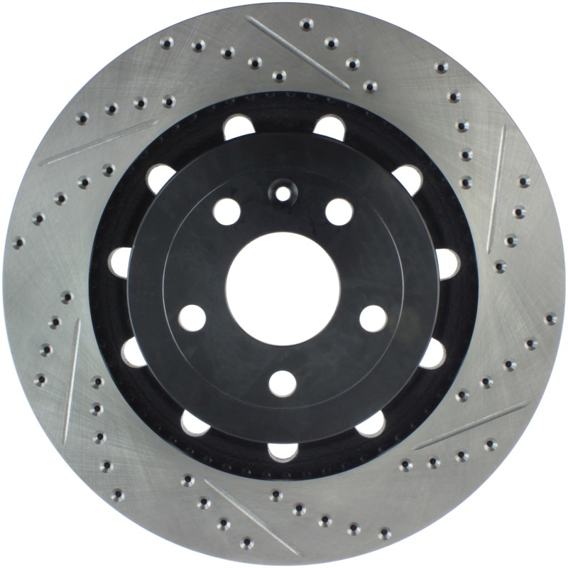 Ford Special Service Police Sedan Brake Rotor (1) - Front Left - Stoptech - Drilled/Slotted + StopTech Sport - Black - `14-`19