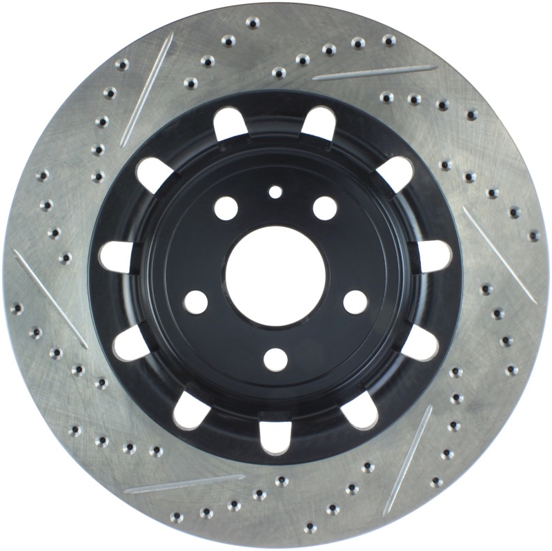 Lincoln MKS Brake Rotor (1) - Front Left - Stoptech - Drilled/Slotted + StopTech Sport - Black - `13-`16