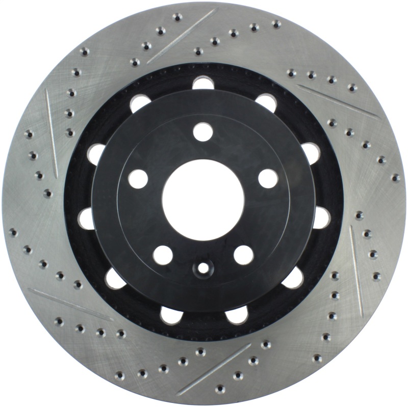 Ford Explorer Brake Rotor (1) - Front Right - Stoptech - Slotted & Drilled - Black - `13-`19
