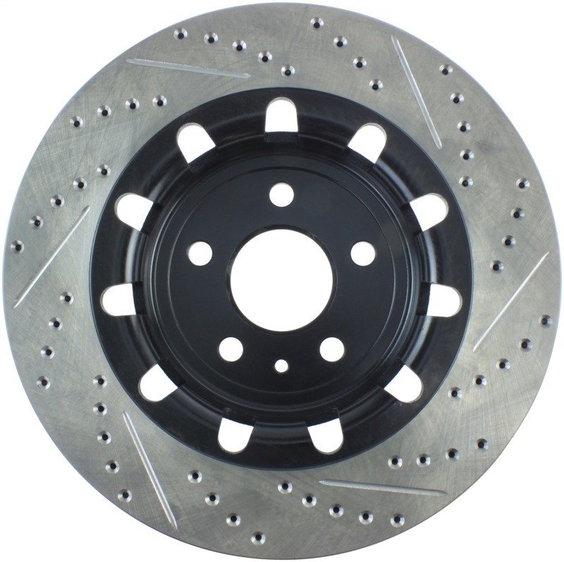 Ford Police Interceptor Utility Brake Rotor (1) - Front Right - Stoptech - Slotted & Drilled - Black - `13-`19