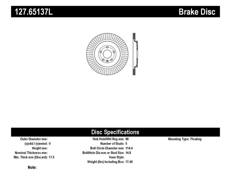 Ford Taurus Brake Rotors (2) - Rear - Stoptech - Slotted & Drilled - Black - `13-`19