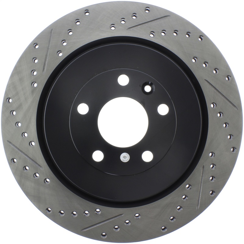 Ford Taurus Brake Rotor (1) - Rear Right - Stoptech - Slotted & Drilled Sport - Black - `13-`19