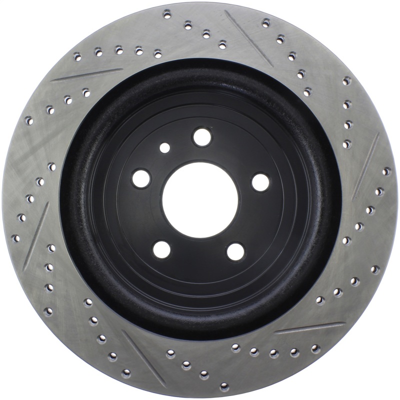 Ford Taurus Brake Rotor (1) - Rear Right - Stoptech - Slotted & Drilled Sport - Black - `13-`19