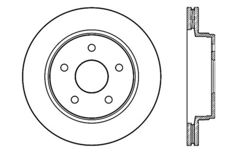 Ram 4000 Brake Rotor (1) - Front Left - Stoptech - Sport Drilled & Slotted, High Carbon, Black E-Coated - Black - `16-`17
