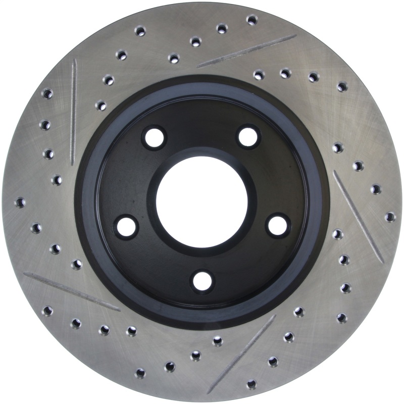 Dodge Grand Caravan Brake Rotors (1) - Front Left - Stoptech - Slotted & Drilled Sport - Black - `08-`16