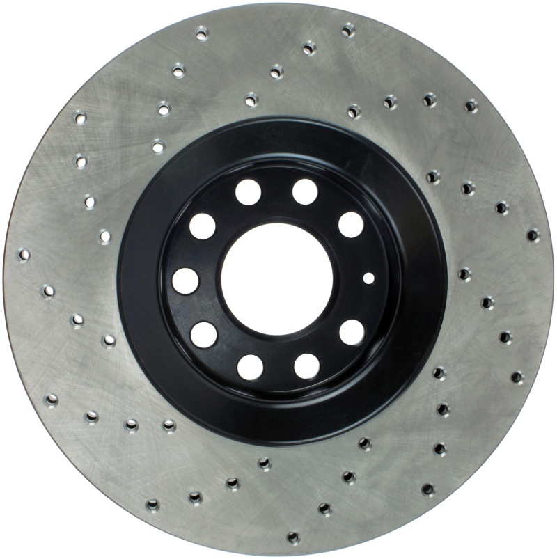 Audi A4 Quattro Brake Rotor (1) - Front Left - Stoptech - Drilled Sport - Black - `05-`09