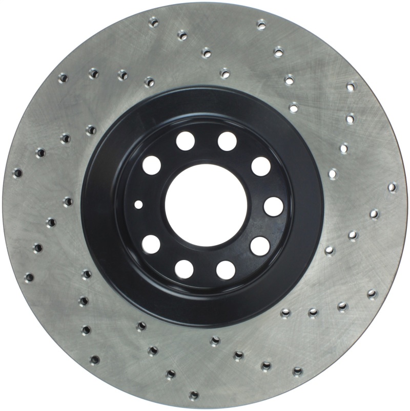 Audi A4 Quattro Brake Rotor (1) - Front Right - Stoptech - Drilled Sport - Black - `05-`09
