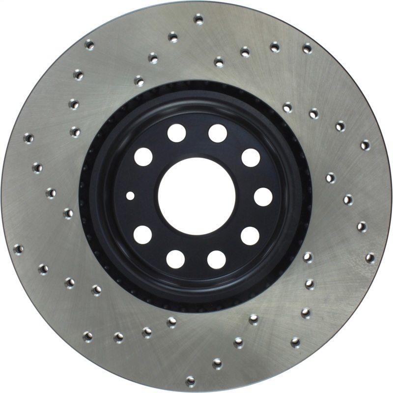 Volkswagen Golf SportWagen Brake Rotor (1) - Front Left - Stoptech - Sport Cryo Cross-Drilled, Black E-Coated - Black - `10-`18