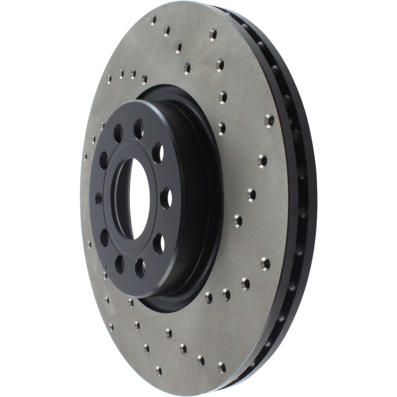 Volkswagen Golf SportWagen Brake Rotor (1) - Front Left - Stoptech - Sport Cryo Cross-Drilled, Black E-Coated - Black - `10-`18