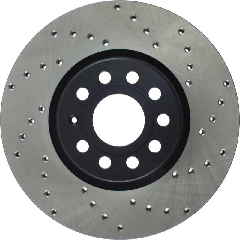 Volkswagen Golf SportWagen Brake Rotor (1) - Front Left - Stoptech - Sport Cryo Cross-Drilled, Black E-Coated - Black - `10-`18