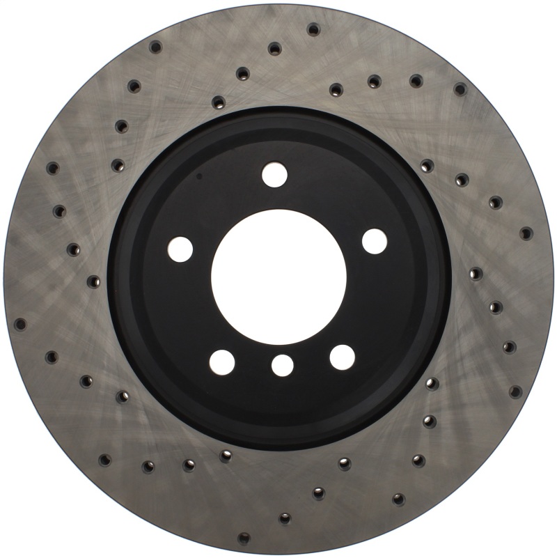 BMW 335i Brake Rotor (1) - Front Right - Stoptech - Drilled Sport - Black - `07-`13