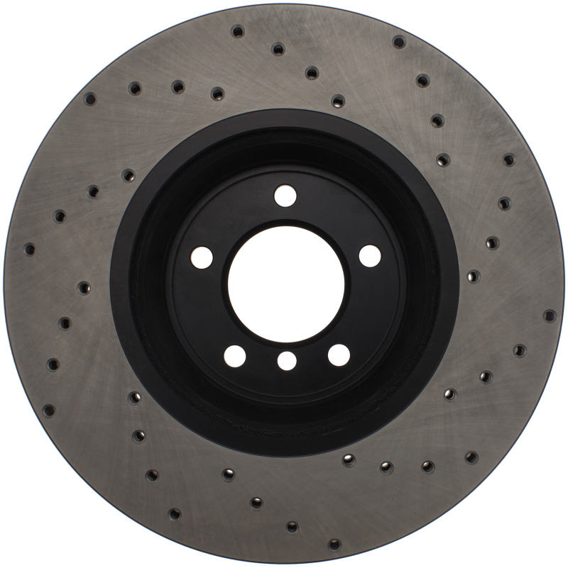 BMW 335i Brake Rotor (1) - Front Right - Stoptech - Drilled Sport - Black - `07-`13
