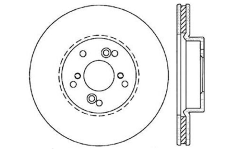 Acura TL Brake Rotor (1) - Front Left - Stoptech - Drilled Sport - Black - `99-`08