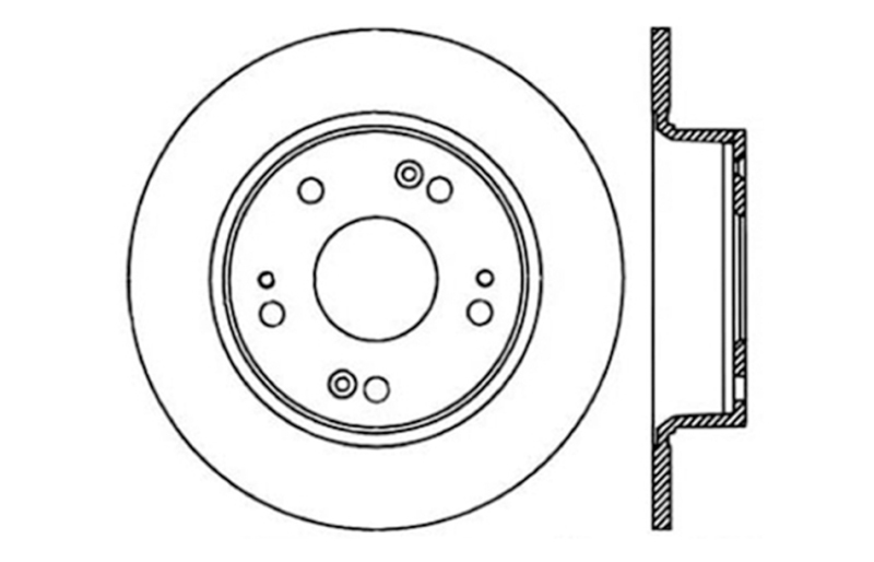 Acura TSX Brake Rotor (1) - Rear Right - Stoptech - Sport Cross Drilled, Black E-Coated - Black - `04-`08