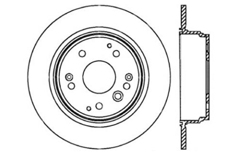 Acura TL Brake Rotor (1) - Rear Left - Stoptech - Sport Drilled - Black - `04-`08