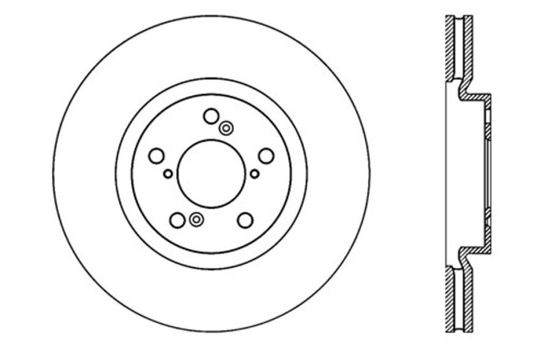 Honda Pilot Brake Rotor (1) - Front Right - Stoptech - Drilled Sport - Black E-Coated - `09-`15