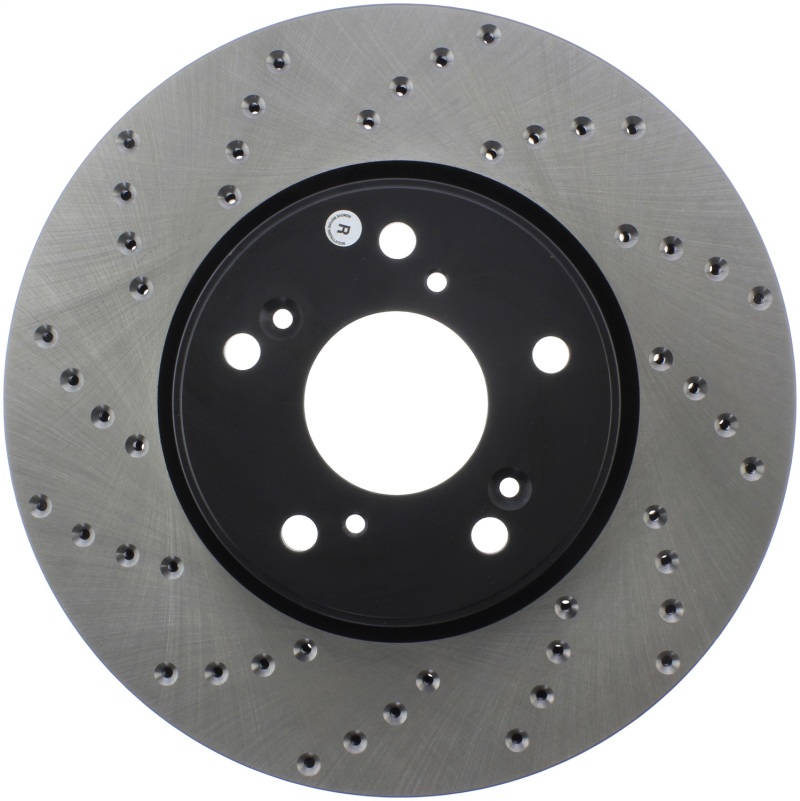 Honda Accord Brake Rotor (1) - Front Right - Stoptech - Drilled Sport - Black - `13-`20
