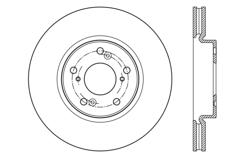 Honda Accord Brake Rotor (1) - Front Right - Stoptech - Drilled Sport - Black - `13-`20