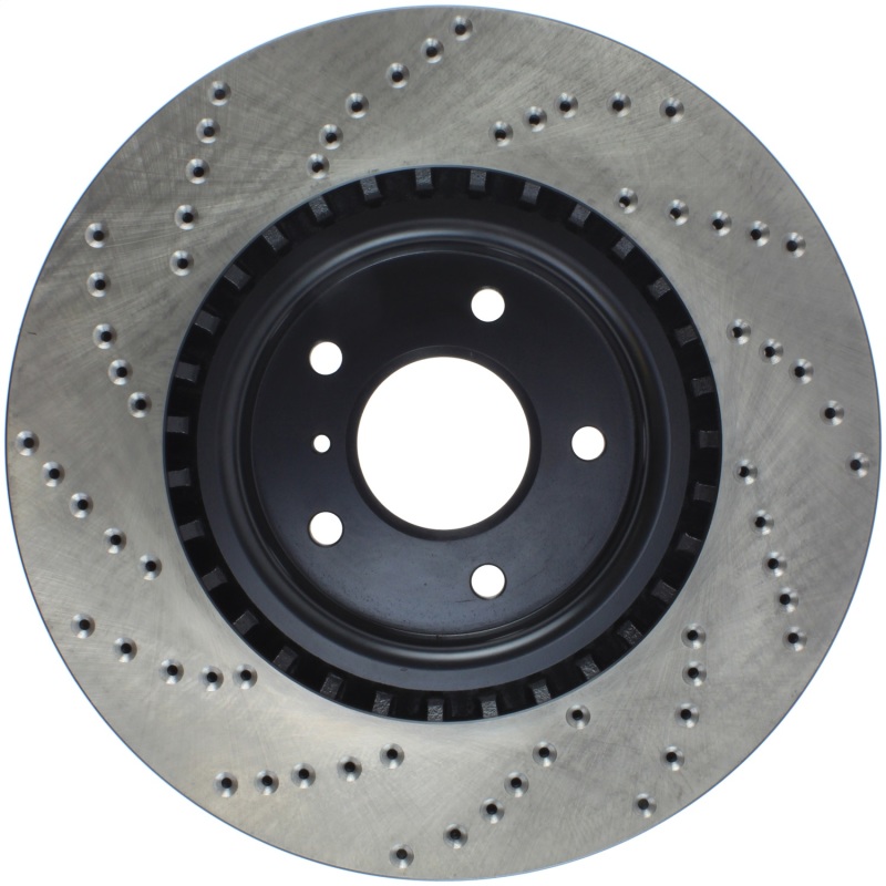 Infiniti G35 Brake Rotor (1) - Front Left - Stoptech - Drilled Sport - Black - `03-`04