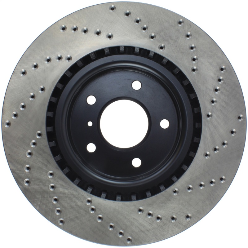 Infiniti G35 Brake Rotor (1) - Front Right - Stoptech - Drilled Sport - Black - `03-`04