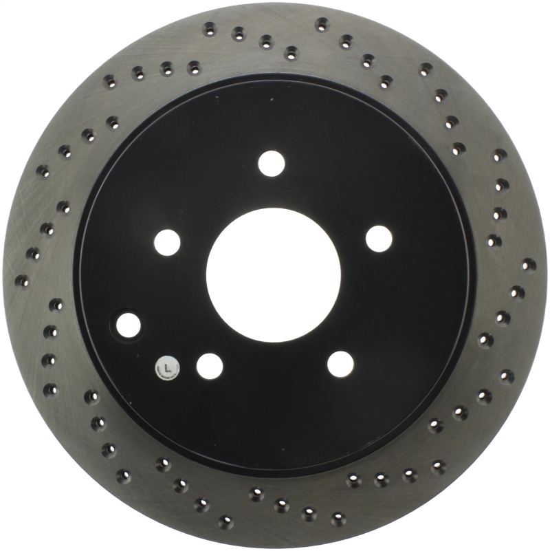 Infiniti M56 Brake Rotor (1) - Rear Left - Stoptech - Drilled - Black - `11-`13