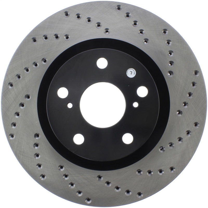 Toyota Corolla iM Brake Rotor (1) - Front Left - Stoptech - Sport Cross-Drilled - Black E-Coated - `17-`18