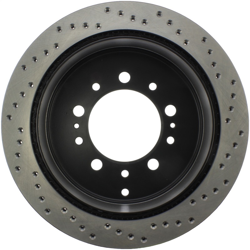 Toyota Land Cruiser Brake Rotor (1) - Rear Right - Stoptech - Drilled Sport - Black - `08-`19