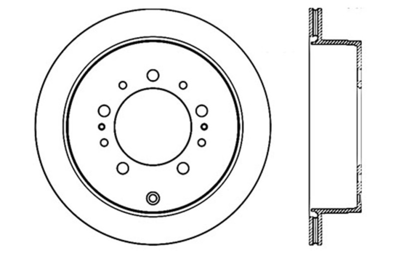 Toyota Land Cruiser Brake Rotor (1) - Rear Right - Stoptech - Drilled Sport - Black - `08-`19