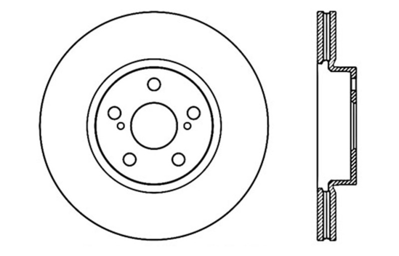 Pontiac Vibe Brake Rotor (1) - Front Right - Stoptech - Drilled Sport - Black - `09-`10