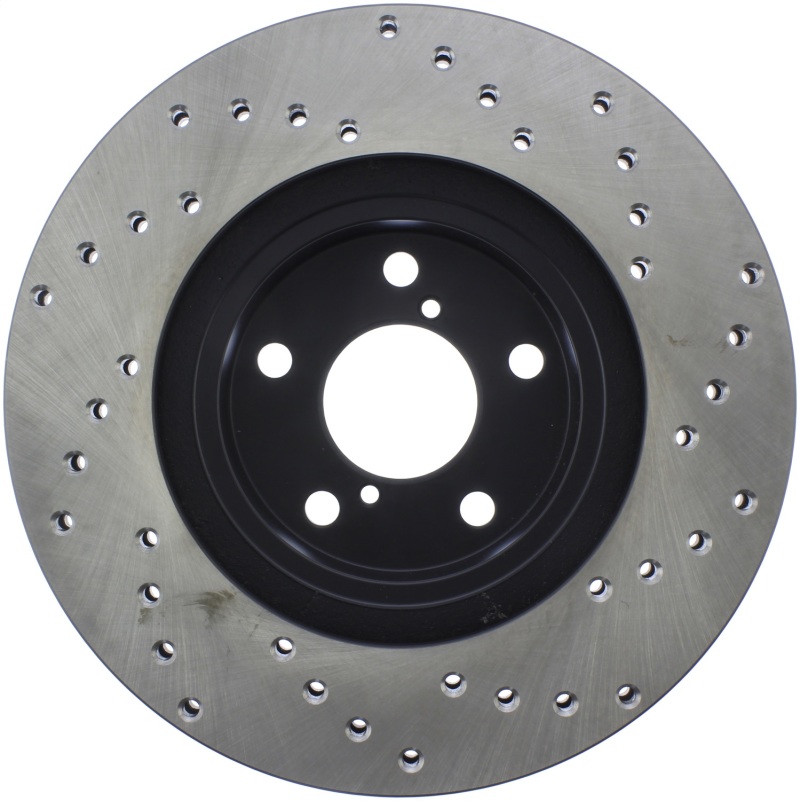 Subaru Impreza Brake Rotor (1) - Front Right - Stoptech - Drilled Sport - Black - `98-`16