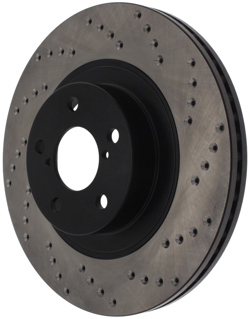 Subaru Baja Brake Rotor (1) - Front Right - Stoptech - Drilled Sport + E-coated - Black - `04-`06
