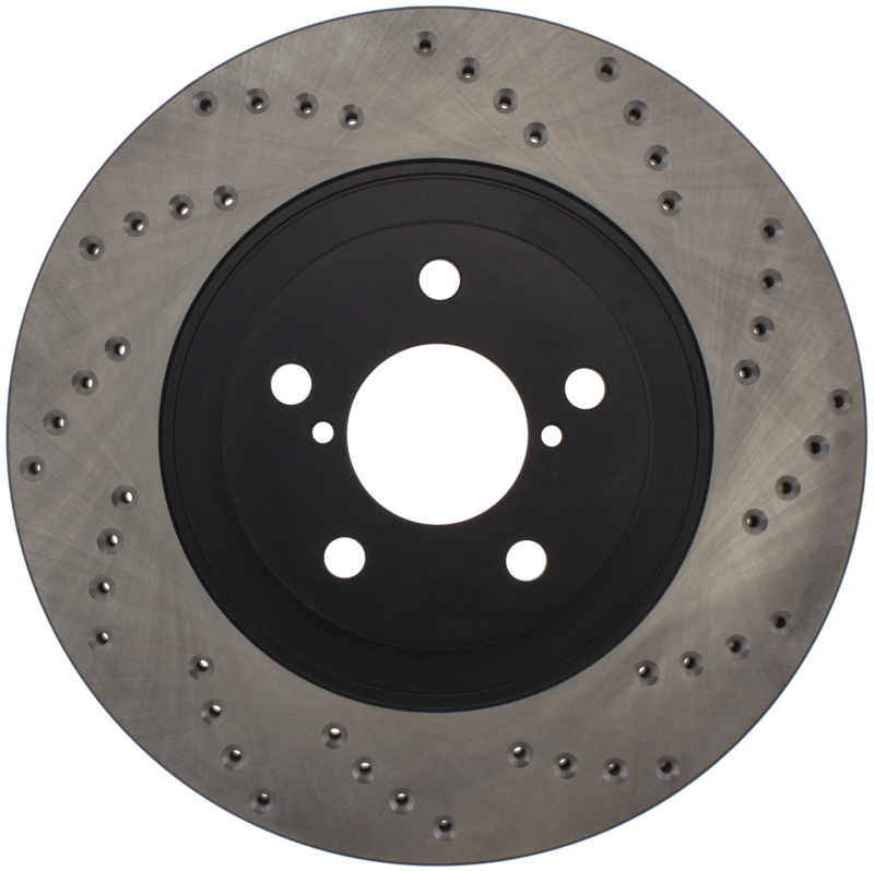 Subaru Baja Brake Rotor (1) - Front Right - Stoptech - Drilled Sport + E-coated - Black - `04-`06
