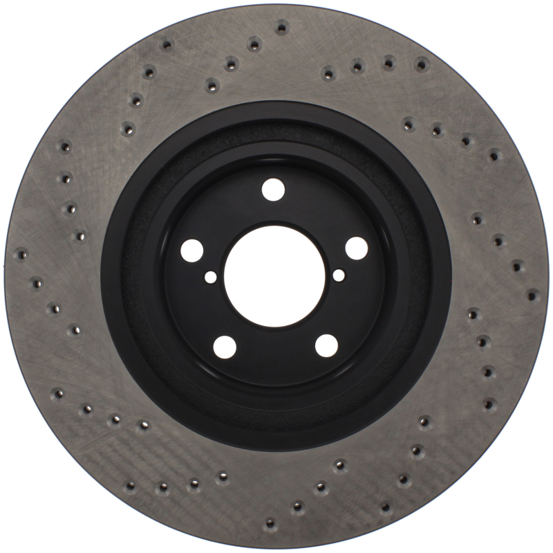 Subaru Baja Brake Rotor (1) - Front Right - Stoptech - Drilled Sport + E-coated - Black - `04-`06