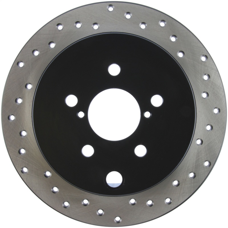Subaru XV Crosstrek Brake Rotor (1) - Rear Left - Stoptech - Drilled Sport - Black E-Coated - `13-`15