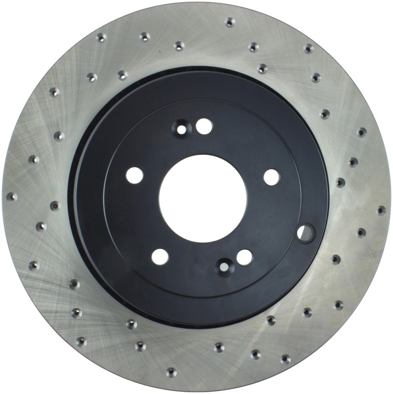 Hyundai Genesis Coupe Brake Rotor (1) - Rear Left - Stoptech - Sport Cross-Drilled, High-Carbon, Black E-Coated - Black - `10-`13